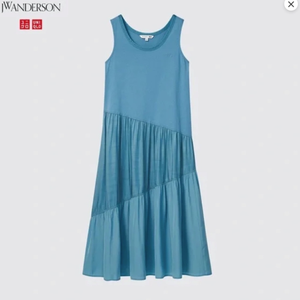 NWT J.W. Anderson Uniqlo Color-block Zig-zag Tiered Dress - Picture 1 of 9